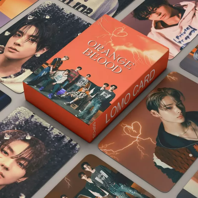 Kartu foto Kpop E Group, 55 buah/Set Album baru darah oranye, kartu foto Lomo