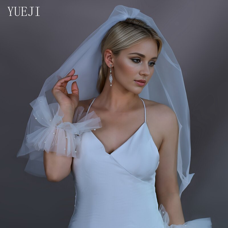 YUEJI-Simples Estilo Single Layer Pure Veil, Acessórios de Noiva com Pente de Cabelo, Custom, Multi-Size, Noiva, 030