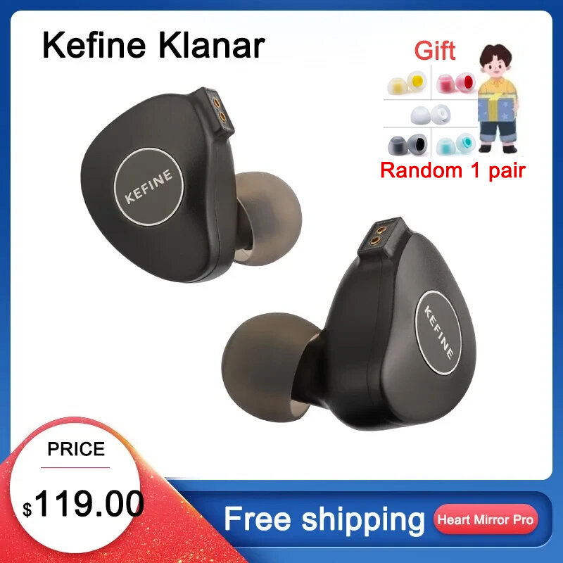 Kefine Klanar 인이어 이어폰, IEM HiFi 유선 이어버드, 인체공학적 디자인, 분리형 케이블 포함, 14.5mm 평면 드라이버, KZ 7hz
