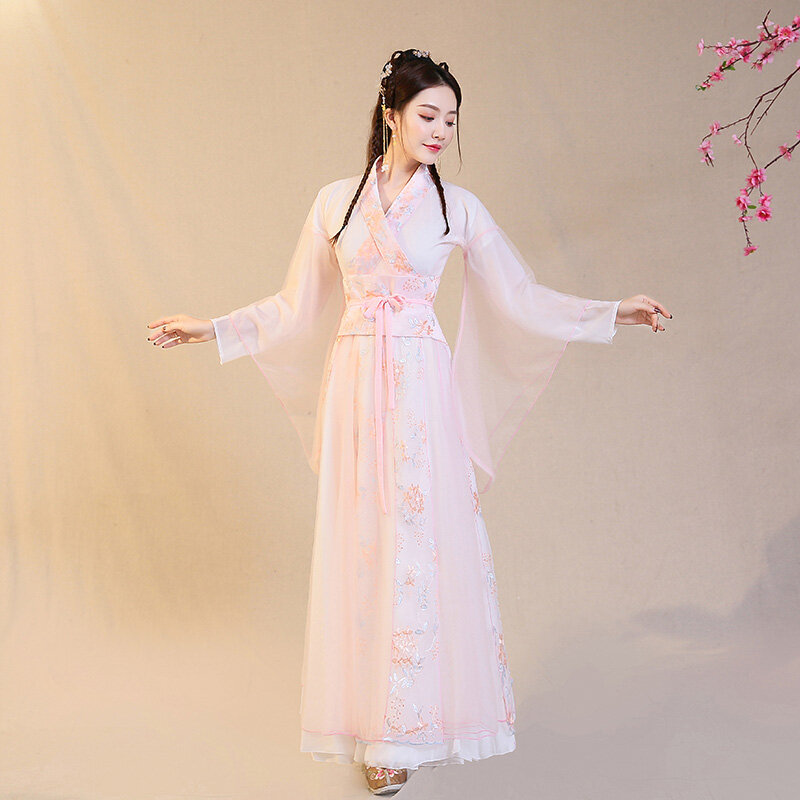 Women's Han Chinese Clothing Ancient Costume Student Style Jacket and Dress Performance Costumes