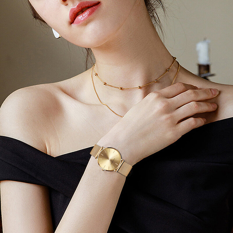 ¡Envío directo! Reloj de pulsera de lujo de calidad A + + + + para mujer, con movimiento de cuarzo japonés, cronógrafo de pulsera, resistente al agua, de oro rosa, femenino