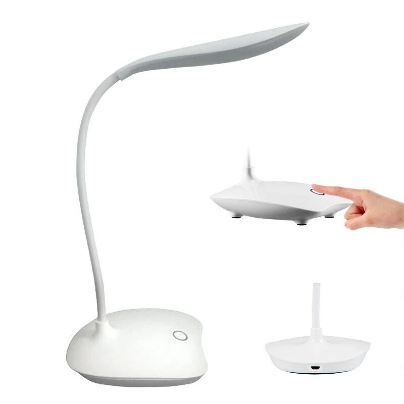 Lampe de lecture de table flexible, lampes de chargement USB, capteur tactile, intensité variable, 3 modes