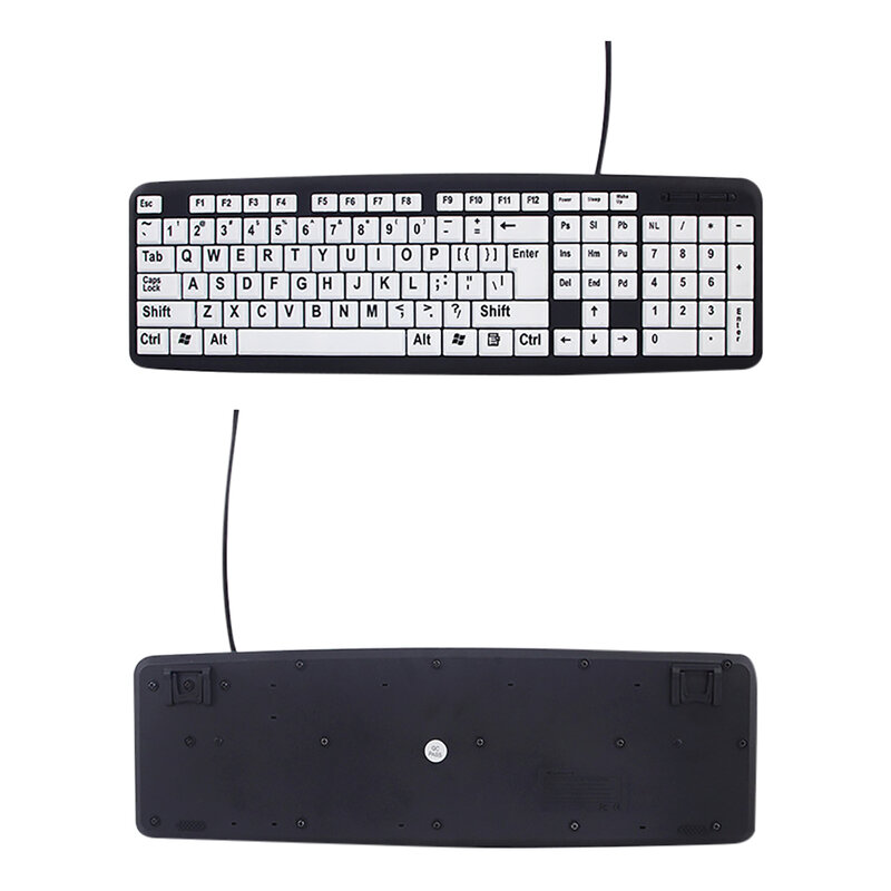 USB-клавиатура с черными буквами для пожилых людей, 107 клавиш