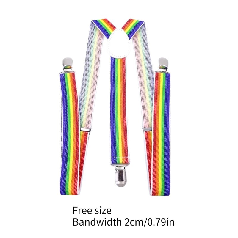 Regenboog Y-vormige bretels en strikje Set Verstelbare lengte bretels met strikje 3 clipbeugels