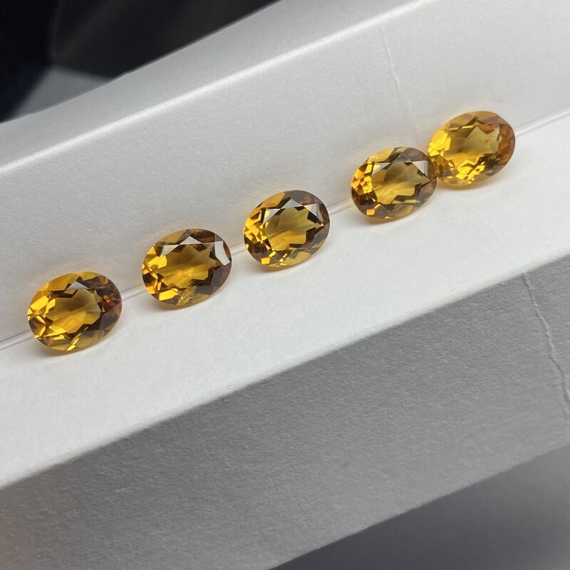 Pedras preciosas amarelas cortadas oval para anel, pedras preciosas naturais citrinas, 9x11mm, 2 pcs
