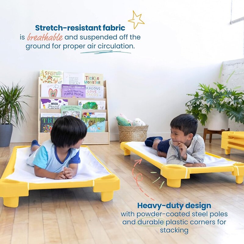 標準サイズの積み重ね可能なキッズディースコット、教室の家具、黄色、6パック