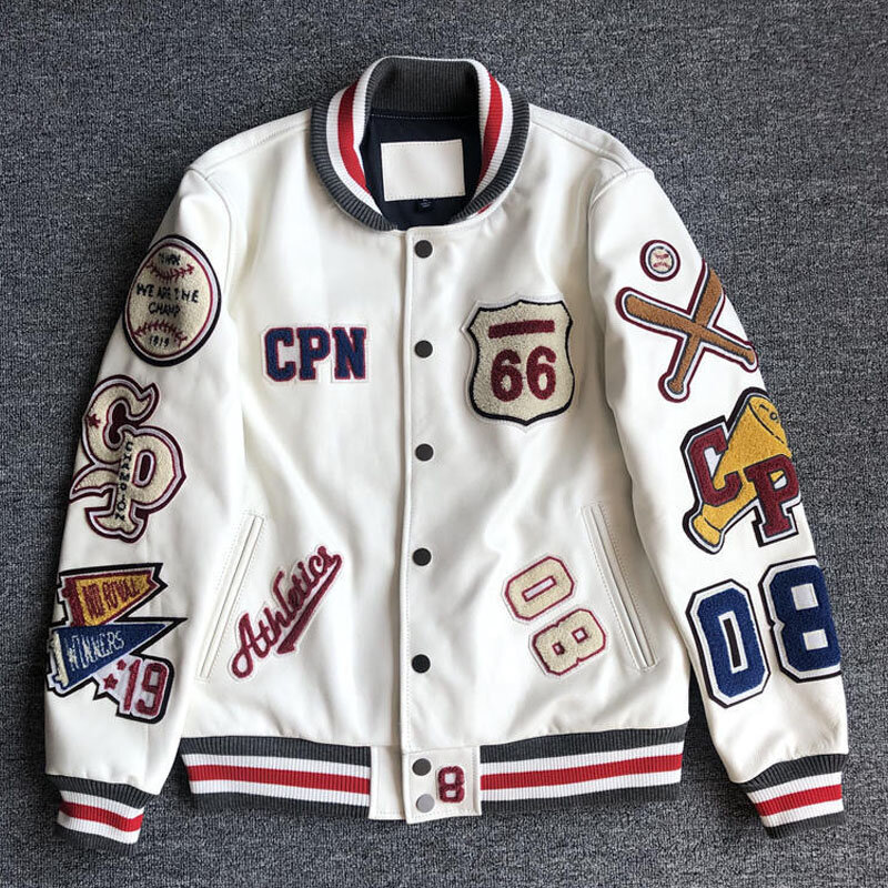 Streetwear PU Leather Baseball Jackets Mens Harajuku Casual Letter Pattern Flocking Embroidery Y2K Motorcycler Coats Unisex 2024