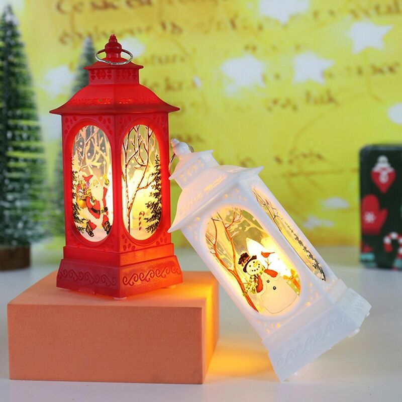 Santa Claus Christmas Retro Lantern Light New Year Snowman Portable Hanging Lamp Durable Waterproof Night Light Home