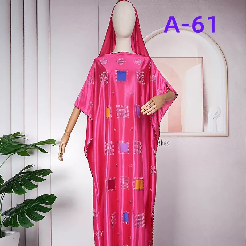رداء مسلم مع الحجاب للنساء ، فستان المرأة الأفريقية المطبوعة ، حجم كبير ، A-61 ، 2023