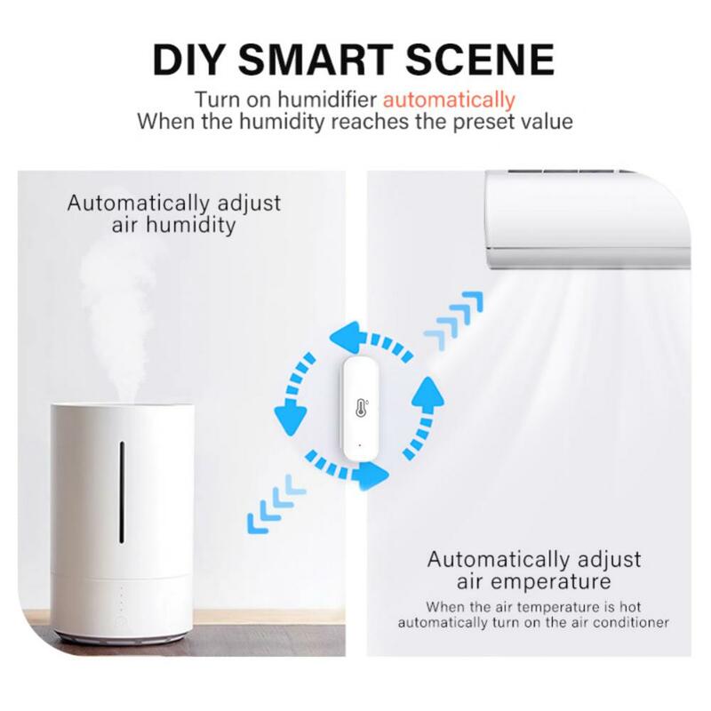 Tenky Tuya-Sensor de temperatura y humedad Wifi, funciona con Alexa y Google Home, asistente de hogar inteligente Smartlife, No requiere Hub