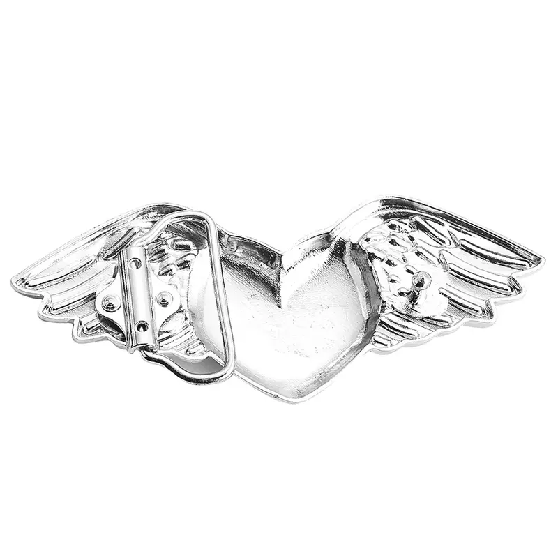 Hebilla de cinturón de alas de corazón de amor de Metal brillante, decoración de pretina de Ángel de aleación, accesorios vaqueros occidentales para hombres y mujeres