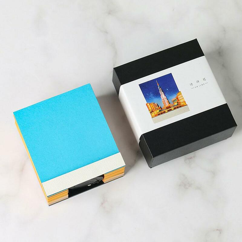 Omoshiroi-3D Block Notepad, 3D Memo Pad, Cartão de Papel com Novos Presentes Modelo, Dubai Birthday Burj, Notepad Iluminado, Year Note P7G2