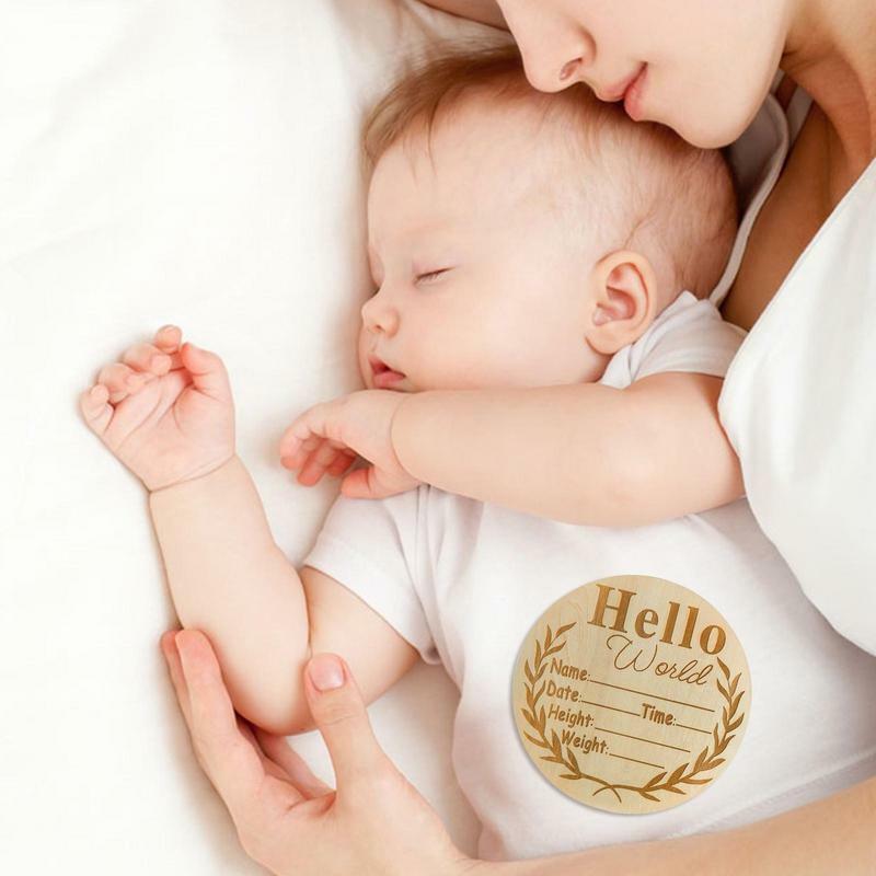 Hello World-Signe de naissance pour bébé, panneau de bienvenue en bois, accessoire de photographie, cadeaux de fête préChristophe pour enregistrer bébé