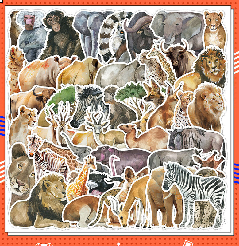 50 pz Cartoon Zoo animali selvatici adesivi estetica fai da te giocattolo telefono Skateboard Laptop frigorifero auto decalcomanie Graffiti Sticker