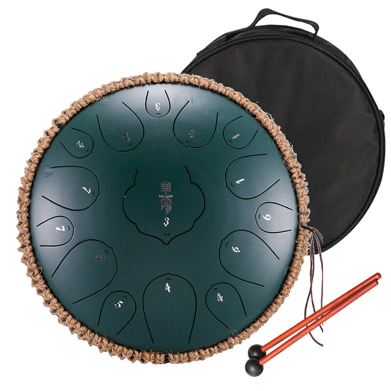 Полезный стальной барабан Lotus 15 Note 13 дюймов, музыкальные инструменты Handpan, набор барабанов с емкостью с выпуклостью