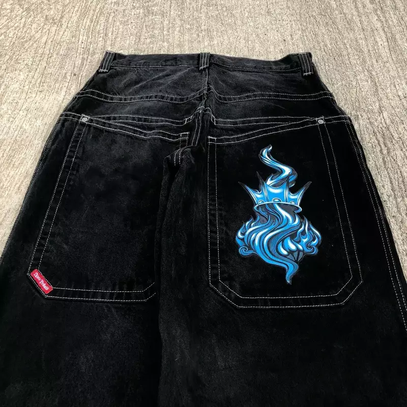 Джинсы Harajuku Y2k уличная одежда хип-хоп с графическим принтом готические мешковатые джинсы черные брюки для мужчин и женщин Новые широкие брюки с высокой талией