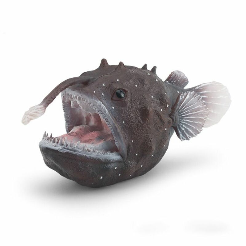 Mini figura de pez pescador educativo, modelos de animales marinos de PVC, simulación de animales del océano, modelo de animales del océano portátil