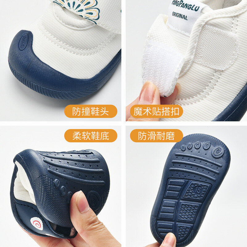 Zapatos transpirables para niños pequeños, calzado de tela de algodón, suela suave, antideslizante, talla 14-21