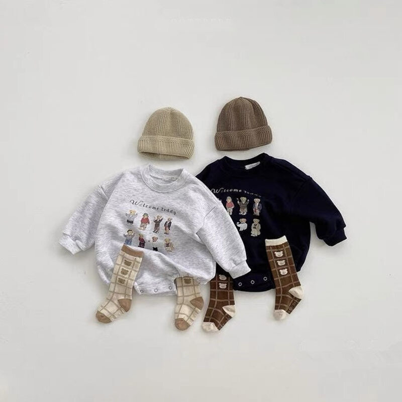 Pasgeboren Baby Cartoon Lange Mouwen Bodysuit 0-2y Baby Schattige Zachte Kleding Modebrief Katoen Nieuwe Sweatshirts Outfits Eendelig