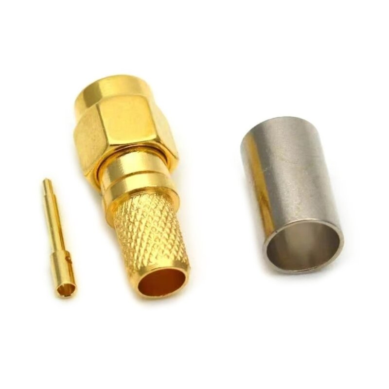 Connecteur à sertir mâle SMA pour câble coaxial LMR240 en laiton plaqué or