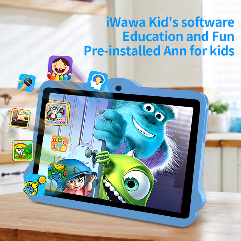 Sauenaneo Tablet per bambini da 7 pollici Quad Core Android 9 32GB WiFi Bluetooth Software educativo installato