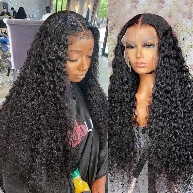 13x6 Hd Transparent Lace Deep Wave Frontal Wig Nature Curly Human Hair Wigs Pre Plucked For Women Water Wave Lace Front Wigs