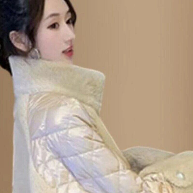 Women Jacket Winter New Korean short Loose stand collar Parkas Fashion Warm Outwear Oversized Down cotton lambswool coats Female