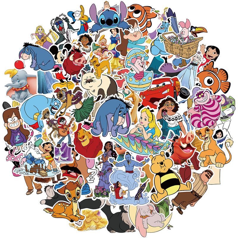 10/30/50/100個かわいいディズニーキャラクターミッキーマウスライオンキング漫画のステッカー美的ラップトップ車ミックスアニメステッカー子供のおもちゃ