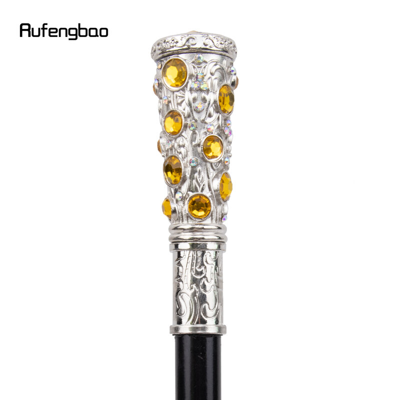 White Yellow Artificial Diamond Walking Cane Fashion Decorative Walking Stick Gentleman Elegant Cosplay Cane Knob Crosier 93cm