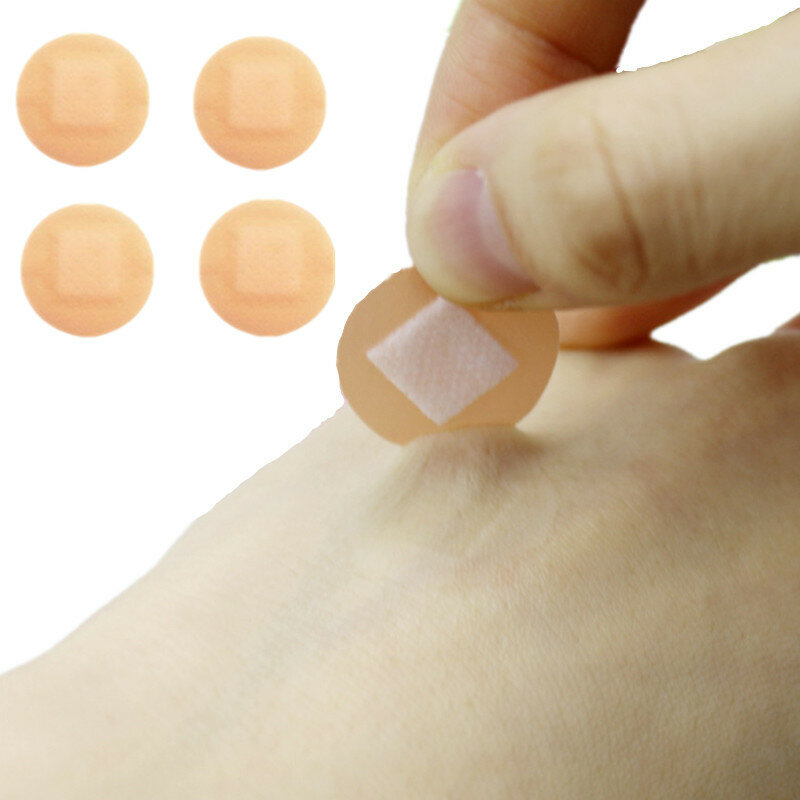 Band Aid em forma de círculo redondo Patches de cor da pele Emplastros de curativo de ferida Remendo de ataduras adesivas à prova d'água 100pcs por conjunto