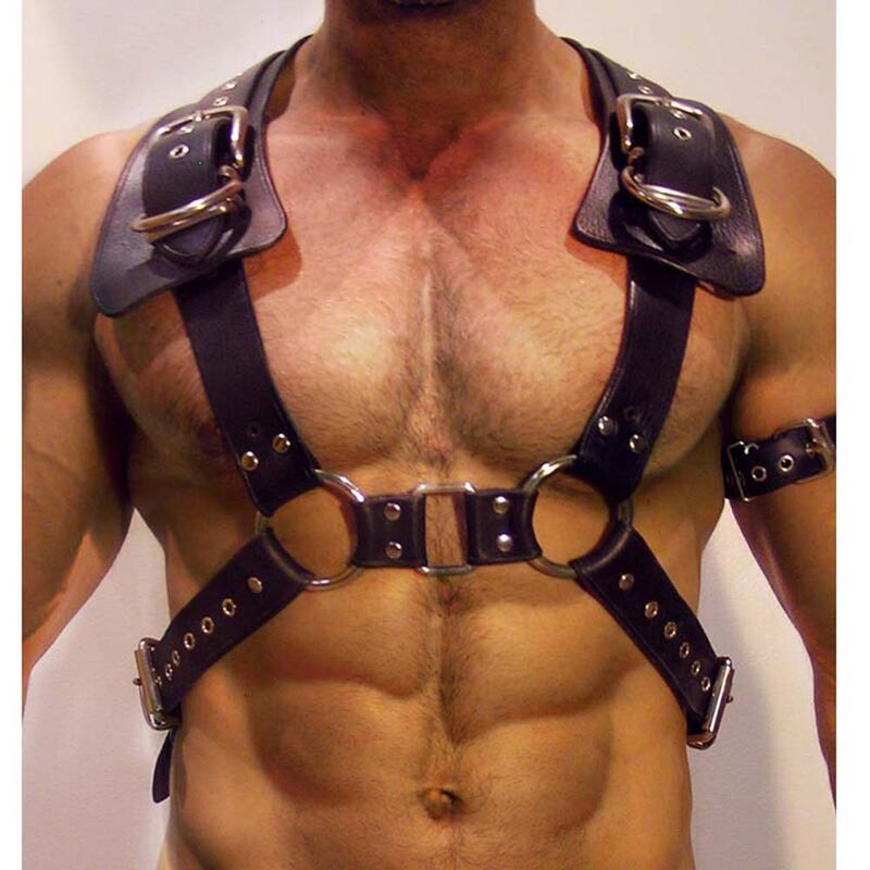Cintura da uomo in pelle nera Pu Sexy grande cinturino sul petto gilet elastico abbigliamento per adulti abbigliamento da Club gioco di ruolo