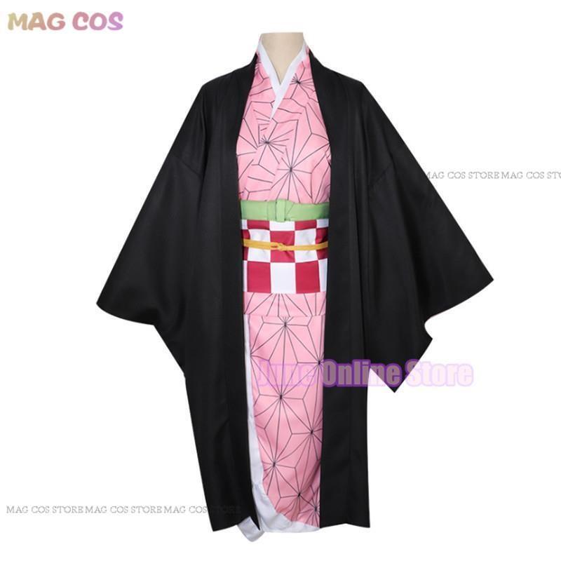 Disfraz completo de Kamado Nezuko para adultos y niños, Kimono japonés, ropa de Halloween y Navidad, peluca Kamado Nezuko