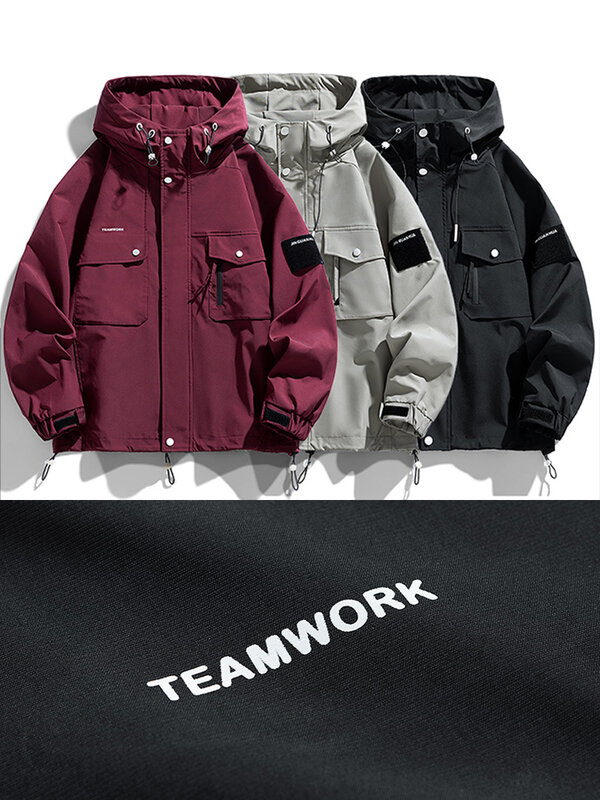 Blusão unissexo multi-bolsos com capuz, jaquetas casuais, casaco extragrande, moda coreana, plus size, 8XL, novo, Primavera, 2021