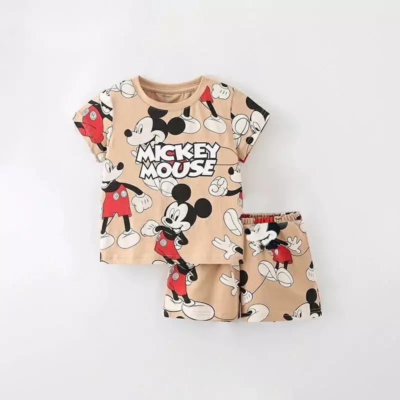 Short Sleeve Tshirt Shorts Two Piece Casual Sports Cotton Wear Babies Boys Round Neck Tops Set Cartoon Printed Summer Clothing