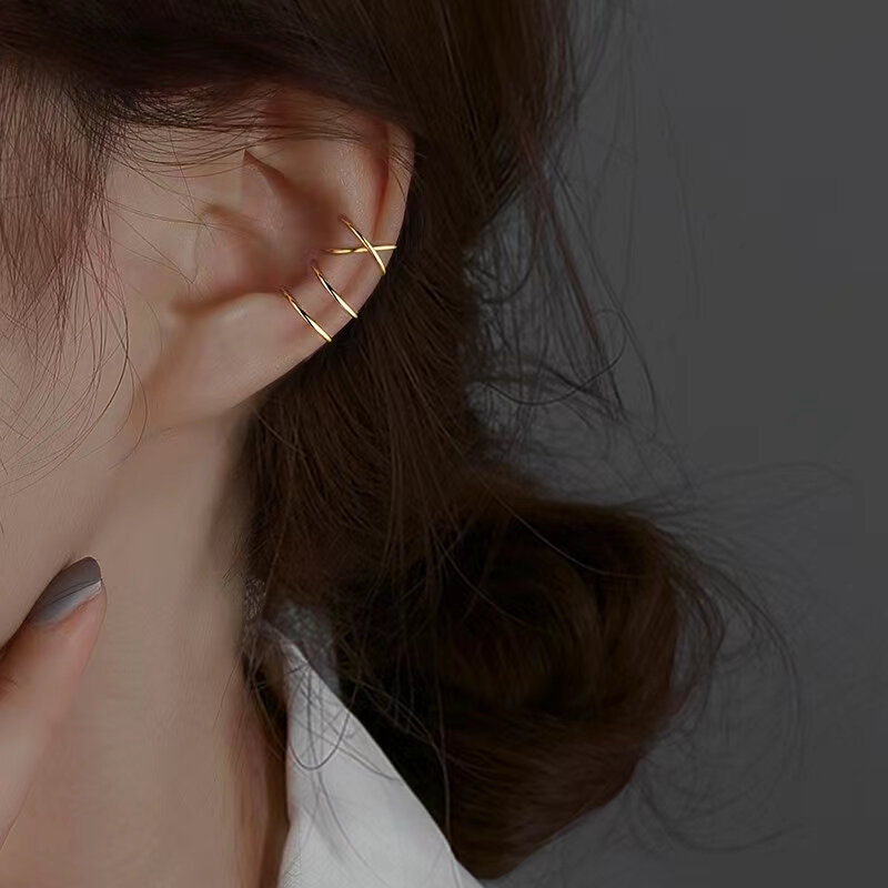 Orecchini a Clip in argento tibetano per le donne di alta qualità creativo semplice C Non Piercing Clip per l'orecchio polsino fibbia per l'orecchio regalo di gioielli di tendenza