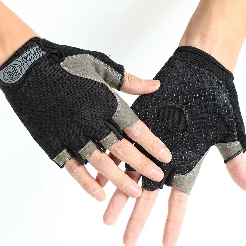 Нескользящие перчатки с открытыми пальцами, мотоциклетные перчатки, эластичные перчатки с защитой от ударов, фитнеса, велоспорта, дышащие перчатки с открытыми пальцами для мужчин и женщин, велосипедные перчатки