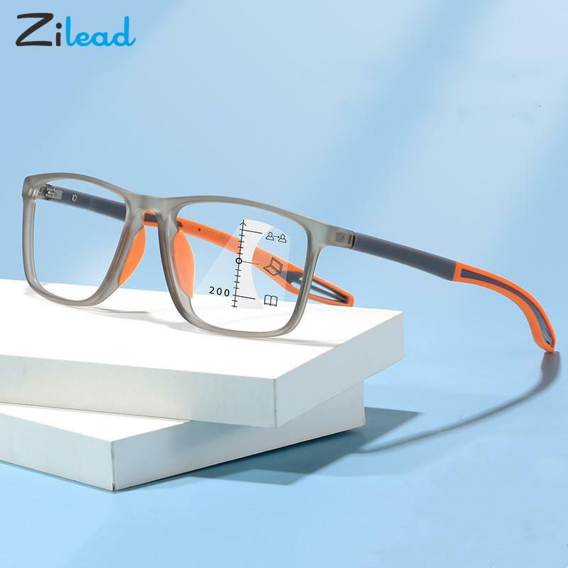 Zilead-óculos de leitura multifocais progressivos para homens e mulheres, luz HD anti-azul, óculos presbíope, esportes, TR90, Plus 1, Plus 4, novo