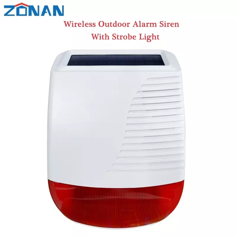 ZONAN SN40 433MHz Outdoor Solar Waterproof Siren Wireless Light Flash Strobe Loudspeaker for Home Burglar Alarm Security System
