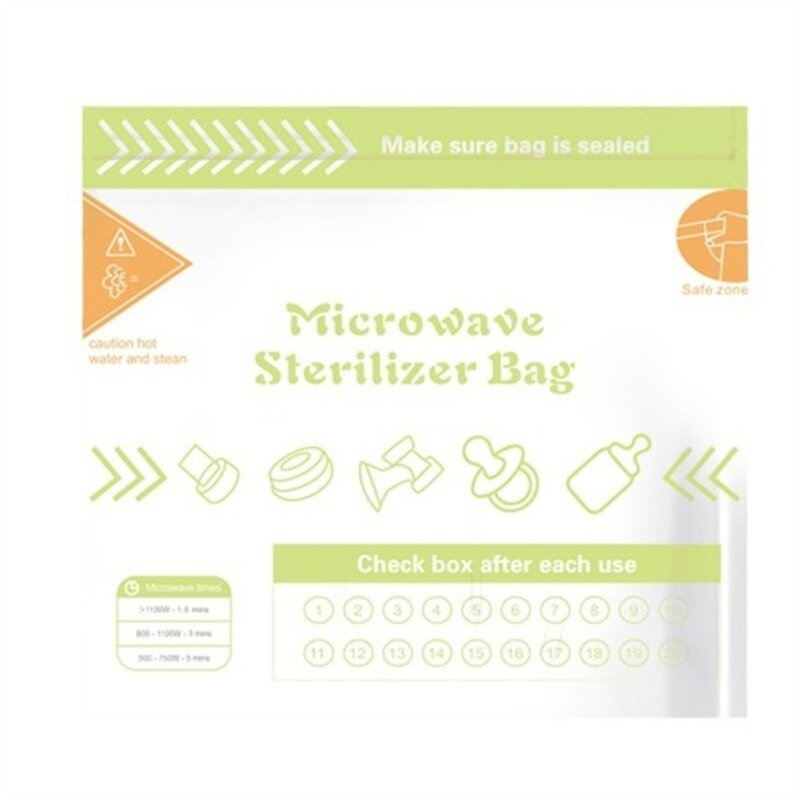 Pacote 10 sacos esterilizadores amigáveis ​​para viagem, reutilizáveis ​​para limpeza mamadeiras, mordedor, brinquedo e