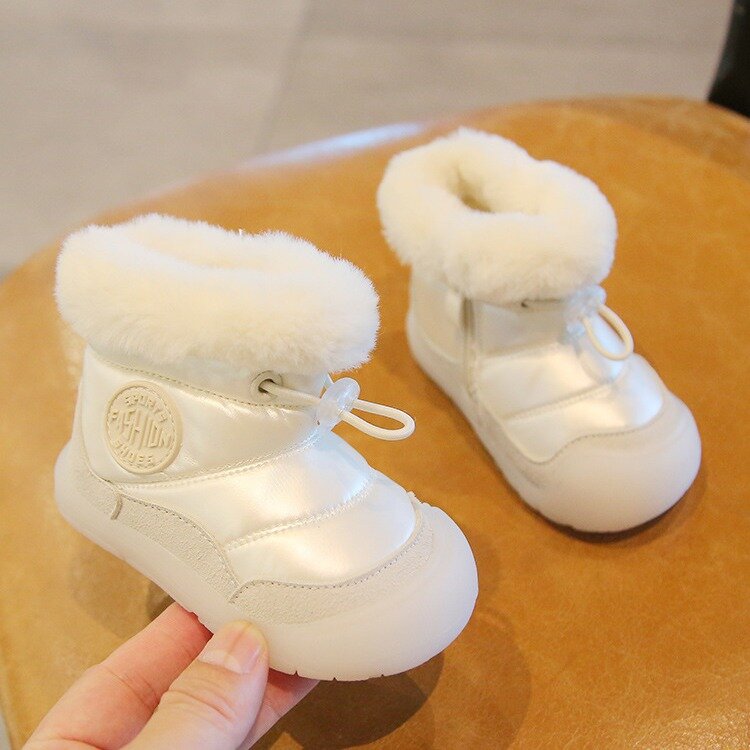 Botas de neve acolchoadas infantis, Sapatos de algodão para menino, Sapatos de caminhada do bebê, Bota de inverno quente para menina