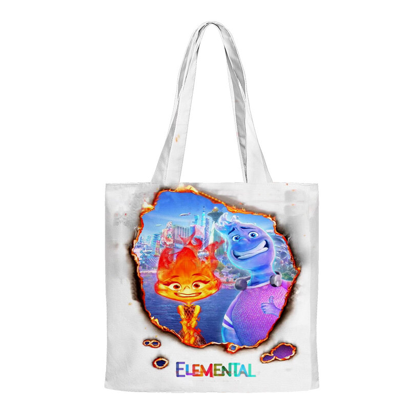 Filme Elemental 2023 New Cartoon Thriller Bag Sacos De Compras Reutilizáveis Shoulder Shopper Bags Bolsa Casual