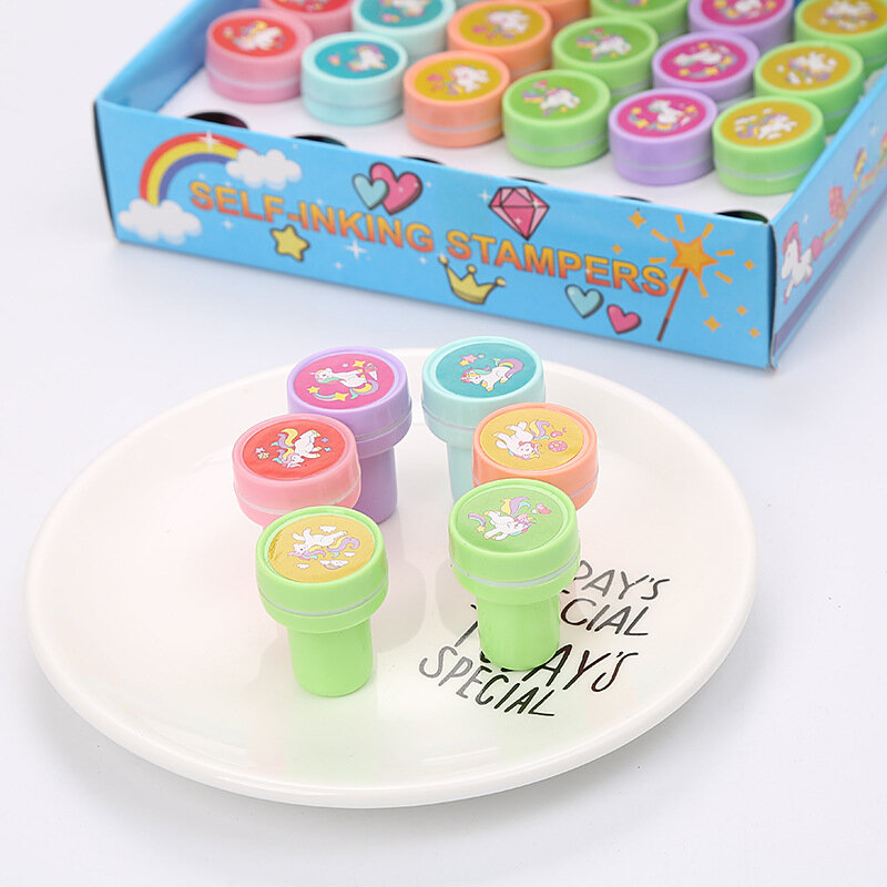 Cartoon Mini Unicorn Series Stamps Toys Set para crianças, Doodle Stamp Toys, Kindergarten Reward Gifts, Cute, 24Pcs