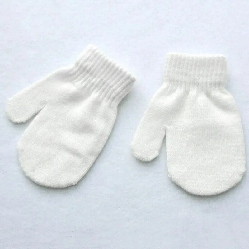 Детские Зимние перчатки для новорожденных девочек мальчиков малышей Вязаные перчатки варежки перчатки для мальчиков девочек Однотонные зимние детские перчатки для нагревания