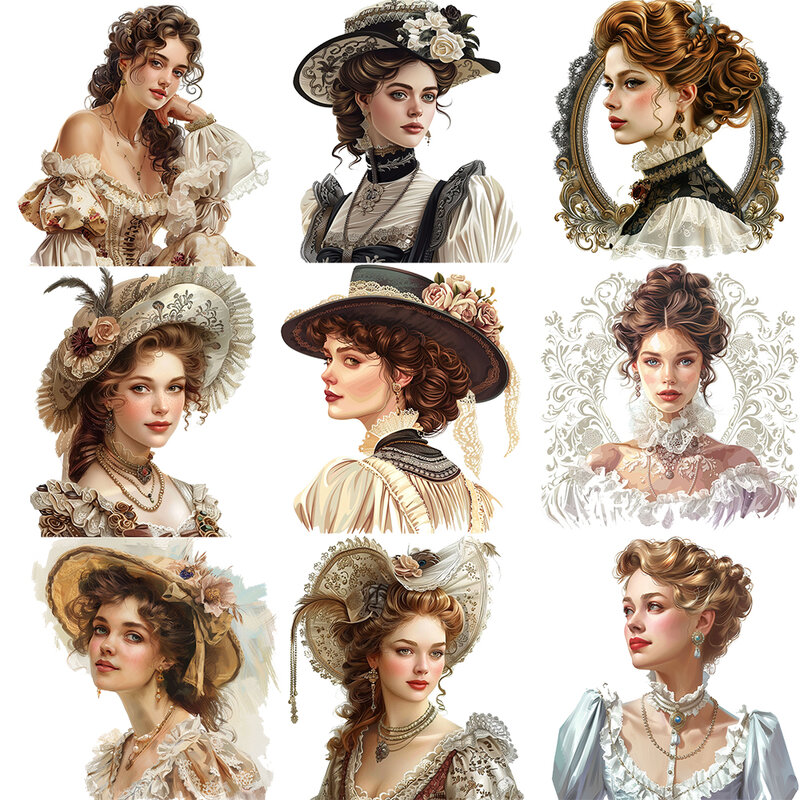 Retro European Aristocratic Lady Sticker Pack for Kid Crafts Scrapbooking Laptop Car Aesthetic Varied Customized Graffiti Decals
