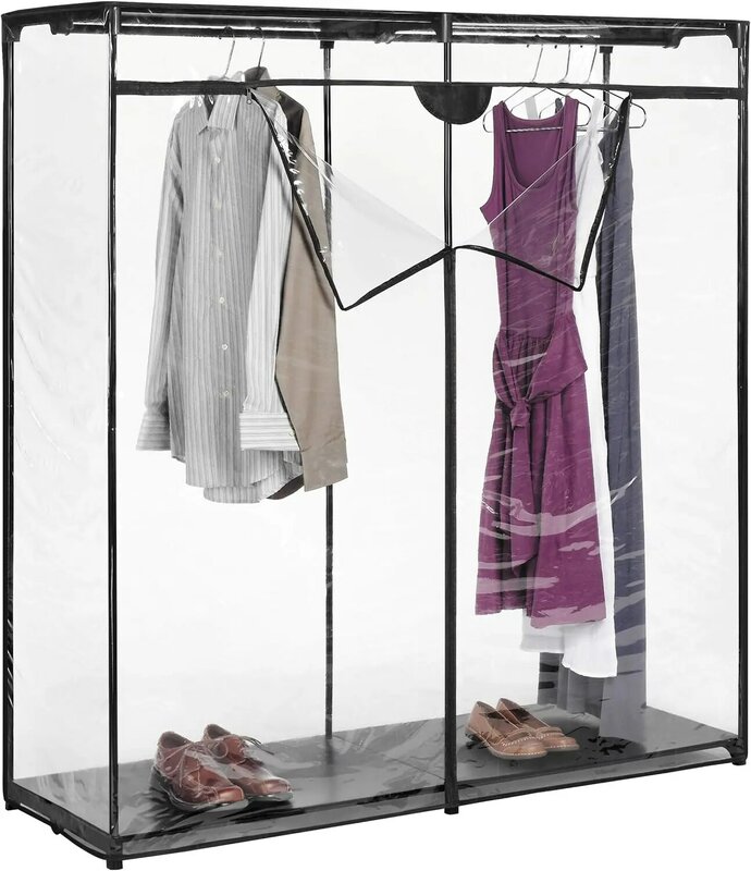 Whitmor Extra Wide Clothes Closet - Freestanding Garment Organizer with Clear Cover