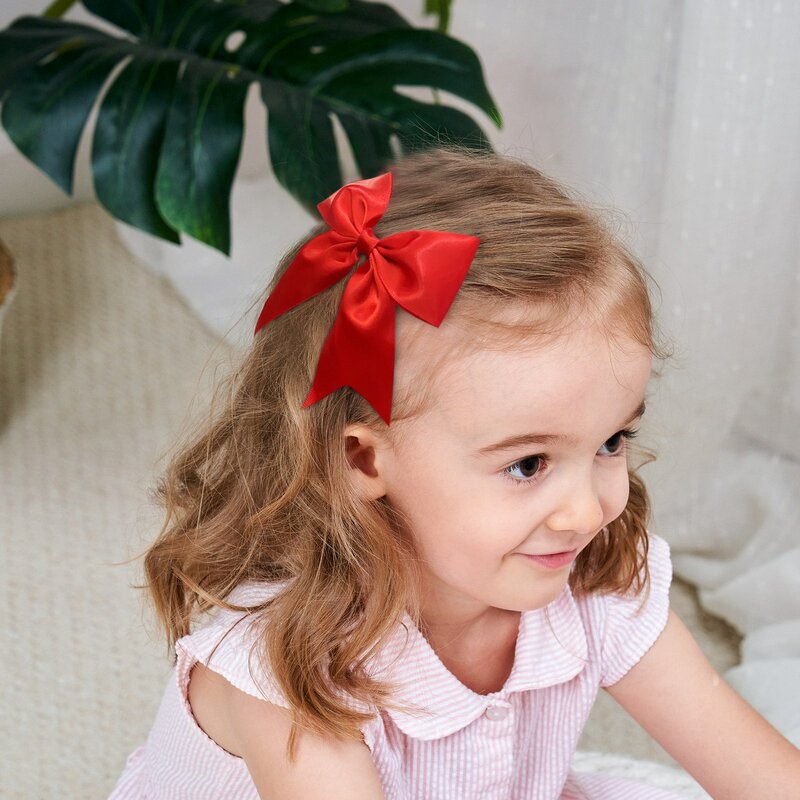 Delicate Ribbon Cheer Arcos Clipe de cabelo para crianças, cor sólida Hairpins, Handmade Headwear, Girl Hair Acessórios, presilhas para crianças, 2pcs por conjunto