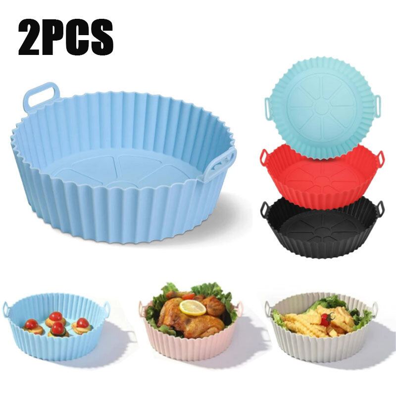 Air fryer Silicone Basket Reusable Container Accessories Oven Tray Pizza Fried Chicken Baking Mold Protector Kitchen Tool 2024