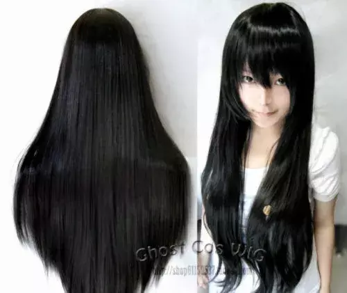 Wig Cosplay panjang lurus, wig gambar mode kualitas tinggi baru 60cm/80cm/100cm