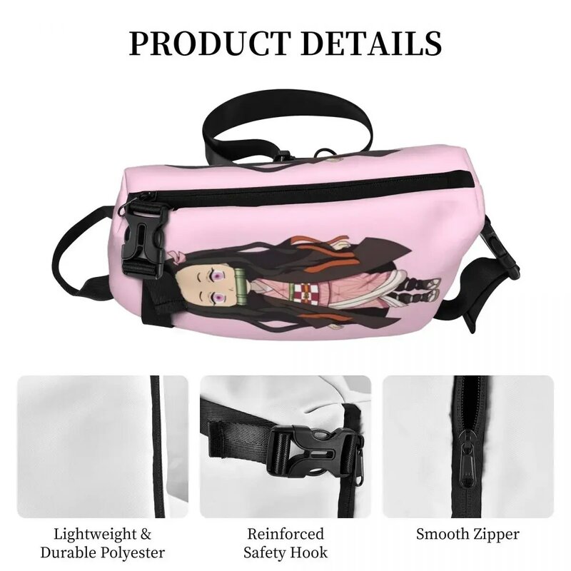 Anzuko-女性用のアニメーションショルダーバッグ,鬼滅の刃が付いた小さなバッグ,チェストバッグ,旅行に最適