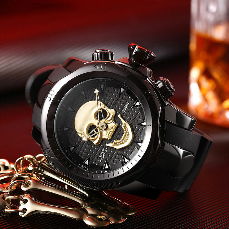 New Cool Skull Horloge Mannen Horloges Fashion Water Resistant Quartz Horloges Sport Horloge Mannelijke Relogios Masculinos Drop Shipping